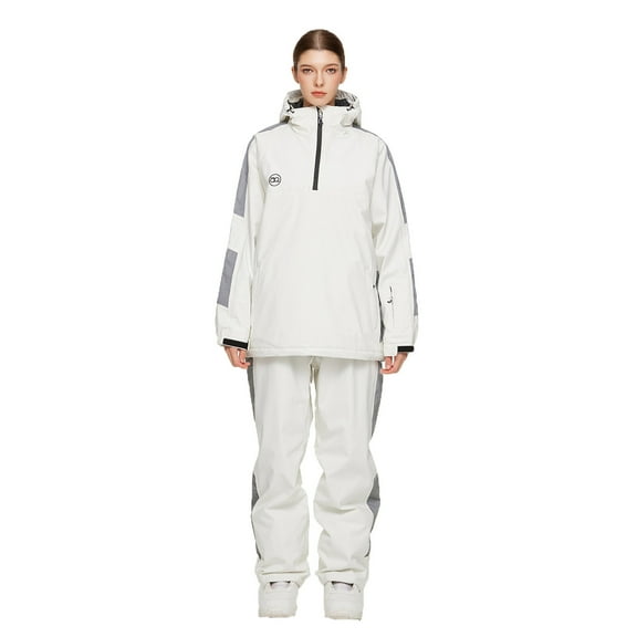 FRSASU Women's Ski Snow Jackets and Pants Set Windproof Waterproof Snowsuit Warm Winter Snowboarding Insulated Coat White