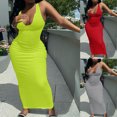thumbnail image 1 of FRSASU Women's Sleeveless Causal Scoop Neck Ottoman Ribbed Dress Basic Racerback Bodycon Long Maxi Tank Dress Red, 1 of 8