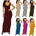 thumbnail image 1 of FRSASU Women's Sleeveless Maxi Dress Summer Casual Bodycon Tank Stretchy Slim Fit Long Dresses Yellow, 1 of 4