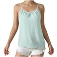 thumbnail image 1 of FRSASU Women's Sleeveless Vest - Cotton Linen Adjustable Straps, Fashion Casual Tank Top, Loose Fit T-Shirt Green, 1 of 9