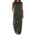 thumbnail image 1 of FRSASU Women's Sleeveless Wide‑Leg Jumpsuit Relaxed Fit Button‑Down Front Overall Jumpsuit with Big Side Pockets Bronze, 1 of 6