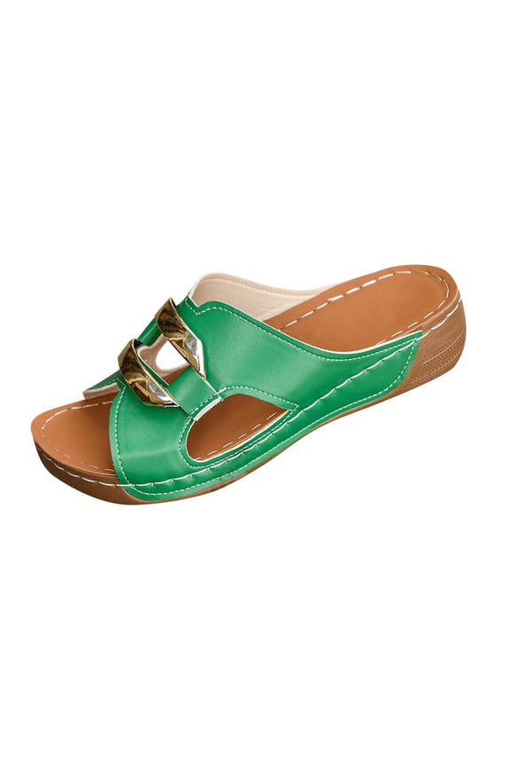 Women's Slingback Flats Low Heels Closed Open Toe Ankle Strap Slippers Comfortable Wedding Party Shoes Army Green