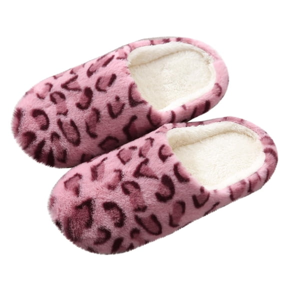 FRSASU Women's Slipper Memory Foam House Slippers for Women with Leopard Print Soft Fuzzy Non-Slip Indoor Shoes for Bedroom On