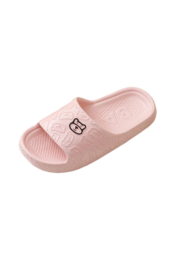 Women's Slippers Indoor Soft Sole Cartoon Bear Print Slides Bathroom EVA Indoor Summer Outdoor Cool Shoes Pink
