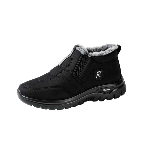 FRSASU Women's Snow Boots Winter Warm Insulated Faux Fur Lined Ankle Booties Waterproof Non-Slip Wide Width Outdoor Shoes Black