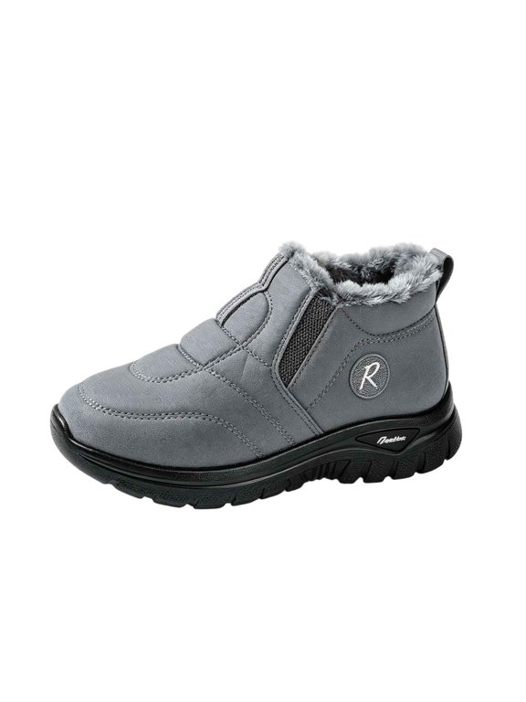 Women's Snow Boots Winter Warm Insulated Faux Fur Lined Ankle Booties Waterproof Non-Slip Wide Width Outdoor Shoes Gray