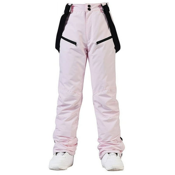 FRSASU Women's Snow Ski Pants Insulated Winter Warm Outdoor Waterproof Snowboard Pants Bibs Detachable Suspender Pink