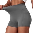 thumbnail image 1 of FRSASU Women's Soft Biker Shorts High Waist Lounge Yoga Workout Gym Running Volleyball Spandex Shorts with Pockets Gray, 1 of 9