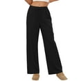 thumbnail image 1 of FRSASU Women's Soft Casual Pants Elastic Waist Drawstring Comfy Lounge Straight Leg Pajama Pants with Pockets Black, 1 of 8