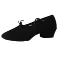 thumbnail image 1 of FRSASU Women's Canvas Latin Dance Shoes Close ToLow Heels Dance Training Stretch Flats Beginner Dance Practice Shoes Black, 1 of 9