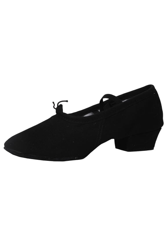 Women's Soft Sole Canvas Dance Shoes with Heel Latin Training Ballet Shoe Jazz Yoga Belly Dance Shoe for Women Black