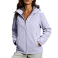 thumbnail image 1 of FRSASU Women's Softshell Hooded Jacket Full Zip Water Resistant Windproof Lightweight Outdoor Coat with Pockets Purple, 1 of 9