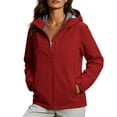 thumbnail image 1 of FRSASU Women's Softshell Hooded Jacket Full Zip Water Resistant Windproof Lightweight Outdoor Coat with Pockets Red, 1 of 9