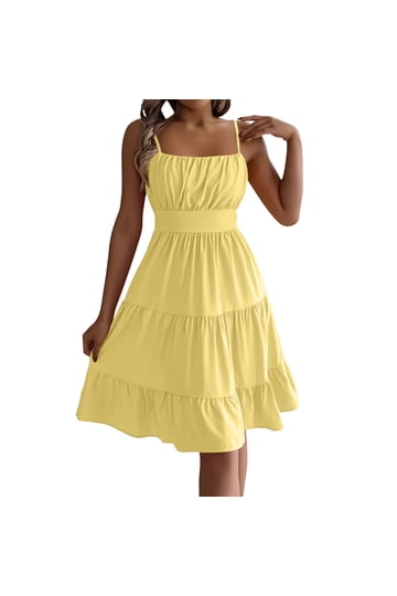 walmart yellow dress Shop Women s Dresses Clothing casual everyday wear Yellow Midi Dress