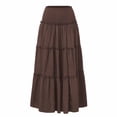 thumbnail image 1 of FRSASU Women's Summer Flowy Ruffle Swing Tiered A Line Boho Skirts Elastic High Waisted Beach Vacation Outfits Brown, 1 of 9