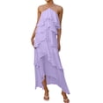thumbnail image 1 of FRSASU Women's Summer Halter Chiffon Dress Ruffle Layered Backless A Line Flowy formal Prom Party Wedding Dress Purple, 1 of 9