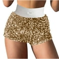 thumbnail image 1 of FRSASU Women's Summer Sequin Shorts High Waist Sparkly Glitter Straight Leg Shorts Concert Party Clubwear Gold, 1 of 9
