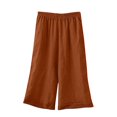 thumbnail image 1 of FRSASU Women's Summer Solid Literature and Art Ultra-Soft Wide Leg Casual Loose Capri Pants Orange XL(XL), 1 of 3