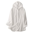 thumbnail image 1 of FRSASU Women's Sun Protection Jacket Solid Long Sleeve Button Drawstring Lightweight Casual Fashion Hoodie Coat White XL(XL), 1 of 6