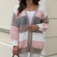 thumbnail image 1 of FRSASU Women's Sweater Cardigan Long Sleeved Color Blocked Hollow Fall Casual Sweater Fashion Cardigan Top Pink S(S), 1 of 6