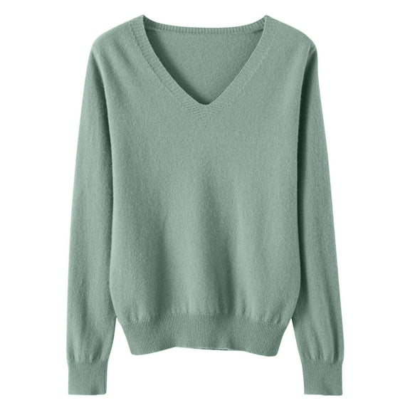 FRSASU Women's Sweater Fall/Winter Crew Neck Long Sleeve Warm Soft Knit Pullover Sweater Green 4(S)