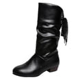 thumbnail image 1 of FRSASU Women's Tall Knee High Faux Leather Boots with Side Zipper Boots with Non Slip Sole and Cushioned Insole for Fall Black, 1 of 6