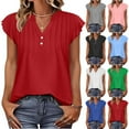 thumbnail image 1 of FRSASU Women's Tank Tops Lace Cap Sleeve Button Down V Neck Summer Casual Loose Fit Trendy Cute Sleeveless Shirts White, 1 of 9