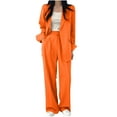 thumbnail image 1 of FRSASU Women's Temperament Commuting Suits Blazer Pants Set Lapel Button Business Casual Outfits for Work Professional Orange S(S), 1 of 6