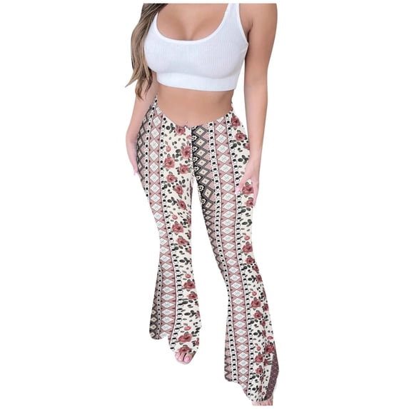 FRSASU Women's Tight Fitting Hip Hugging High Waist Yoga Pants Basic Tummy Control Workout Flared Pants