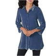 thumbnail image 1 of FRSASU Women's Tops Long Sleeved Shirt Solid Color Velvet Shirt Long Sleeved Lapel Top/shirt Blue 6(M), 1 of 3