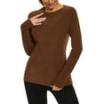 thumbnail image 1 of FRSASU Women's Velour Sweatshirts Solid Crewneck Long Sleeve Casual Pullover Soft Warm Shirts Velvet Winter Fall Tops Brown S(S), 1 of 9
