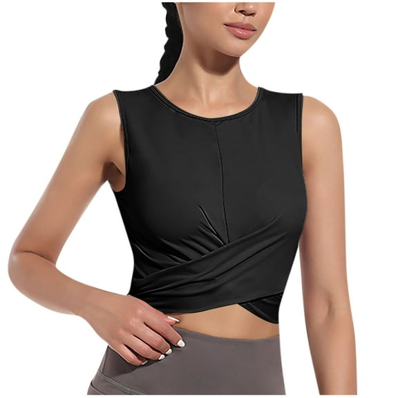 FRSASU Women's Vest Tops Dressy Casual Sleeveless Round-Neck Trendy Fashion Solid Color Top Black M(M)