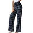 thumbnail image 1 of FRSASU Women's Vintage Tartan Plaid Pants Elastic Waist Fashion Casual Straight Long Trousers Blue XXXXL(XXXXL), 1 of 7