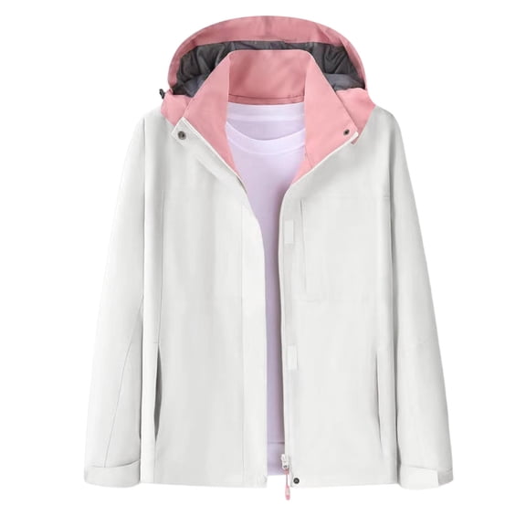 FRSASU Women's Waterproof Rain Jacket Fashion Lightweight Raincoat Hooded Casual Hiking Jacket Softshell Windbreaker White