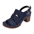 thumbnail image 1 of FRSASU Women's Open Toe Heeled Sandals Leather Platforms Summer Dressy Sandals Adjust Ankle Strap Chunky Block Comfort Heel Navy, 1 of 9