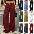 thumbnail image 1 of FRSASU Women's Wide Leg Pants Belted Palazzo Trousers Flowy Dress Casual Work Slacks Relaxed Loose Bottoms Street Wear White, 1 of 8