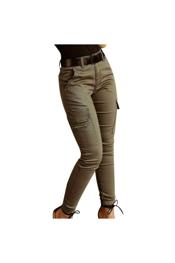 Women's Wide Leg Pants for Women Mid Waist Dressy Straight Leg Cargo Pants Workout Casual Pants with Pockets Army Green