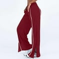 thumbnail image 1 of FRSASU Women's Wide Leg Sweatpants Baggy Fit Side Striped Track Pants High Waisted Straight Leg Pants Wine, 1 of 9
