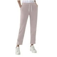 thumbnail image 1 of FRSASU Women's Wide Leg Sweatpants Solid Straight Leg Sweat Pants Drawstring Elastic Waist Pants with Pockets Khaki XL(XL), 1 of 6