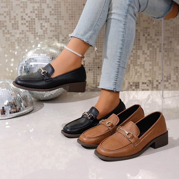 FRSASU Women's Wide Loafers Slip on Flat Shoes,Comfort Penny Loafers with Arch Support Dressy Moccasins for Women Brown
