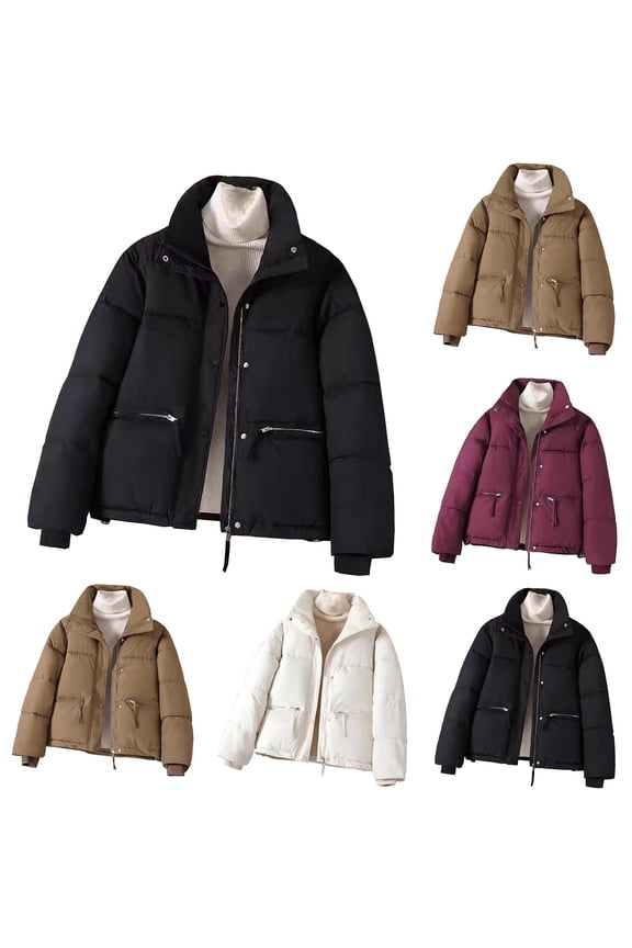 Women's Winter Coat Full-Zip Down Jacket Waterproof Puffer Coat Warm Parkas Long Sleeve Outerwear White