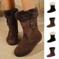 thumbnail image 1 of FRSASU Women's Winter Snow Boots Fur Lining Collared Warm Waterproof Mid-calf Suede Boot Outdoor Outfits Brown, 1 of 9