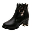 thumbnail image 1 of FRSASU Women's Winter Warm Platform Wedges Ankle Booties Soft Leather Platform Side Zipper Sparkling Rhinestones Fully Fur Lined Thickening Snow Boot On, 1 of 9