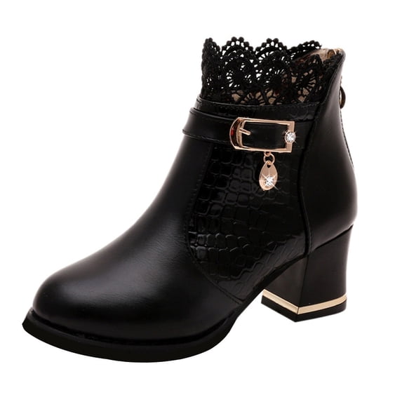 FRSASU Women's Winter Warm Platform Wedges Ankle Booties Soft Leather Platform Side Zipper Sparkling Rhinestones Fully Fur Lined Thickening Snow Boot On