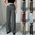 thumbnail image 1 of FRSASU Women's Work Pants Wide Leg Dress Pants High Waisted Casual Slacks Business office Pants with Pockets (Including Belt) Wine, 1 of 6