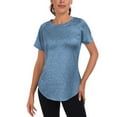 thumbnail image 1 of FRSASU Women's Workout Tops Short Sleeve Mesh Open Back Loose Fit Gym Athletic Running Shirts Long Exercise Tee Blue M(M), 1 of 9