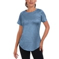 thumbnail image 1 of FRSASU Women's Workout Tops Short Sleeve Mesh Open Back Loose Fit Gym Athletic Running Shirts Long Exercise Tee Blue XL(XL), 1 of 9