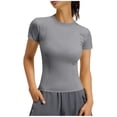 thumbnail image 1 of FRSASU Women's Workout Tops Short Sleeve Raglan Athletic Compression Yoga Gym Crewneck Quick Dry T-shirts Gray-A, 1 of 5