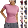 thumbnail image 1 of FRSASU Women's Workout Tops Short Sleeve Raglan Athletic Compression Yoga Gym Crewneck Quick Dry T-shirts Wine-A, 1 of 4
