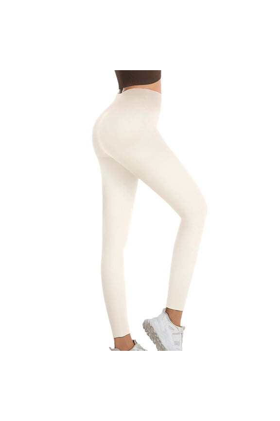 Women's Yoga Pants Seamless High Waisted Butt Lifting Leggings Solid Color Tights Workout Pants Comfy Fitness Clothing White